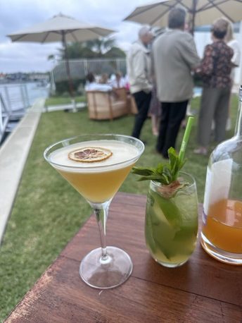Cocktails out on the lawn