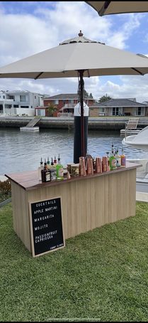 The bar dressed for a party